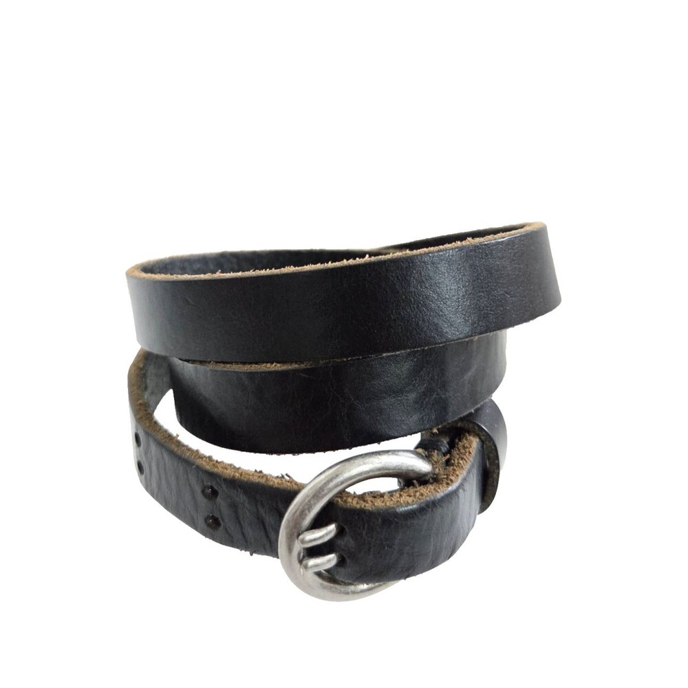 Vintage Gap Women's Black Leather Belt Small Double Prong Solid Genuine Leather